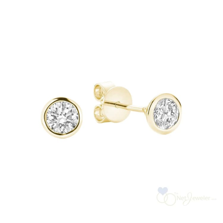 Diamond Bezel Stud Earrings - Yellow Gold / 4MM- 0.23CTDI / Closeout - Earrings