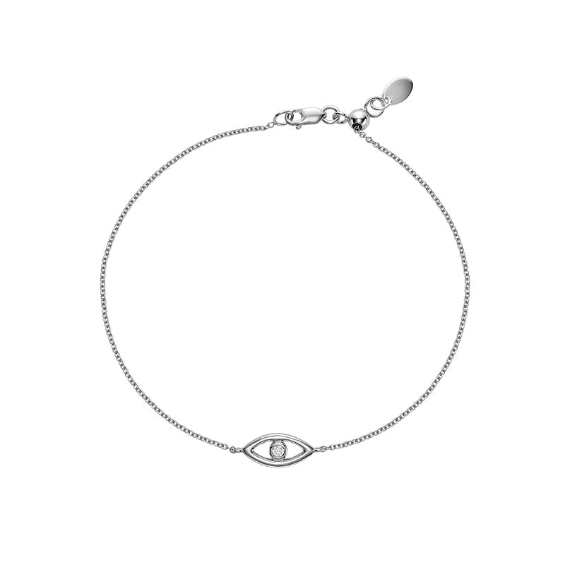 Diamond Evil Eye Bracelet in 10k Gold - Thenetjeweler