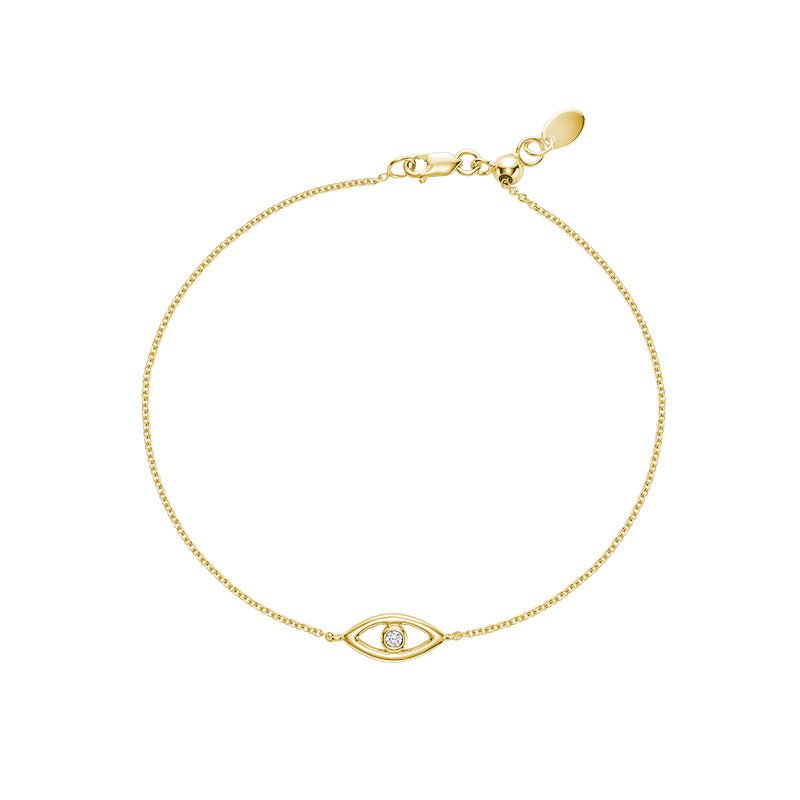 Diamond Evil Eye Bracelet in 10k Gold - Thenetjeweler