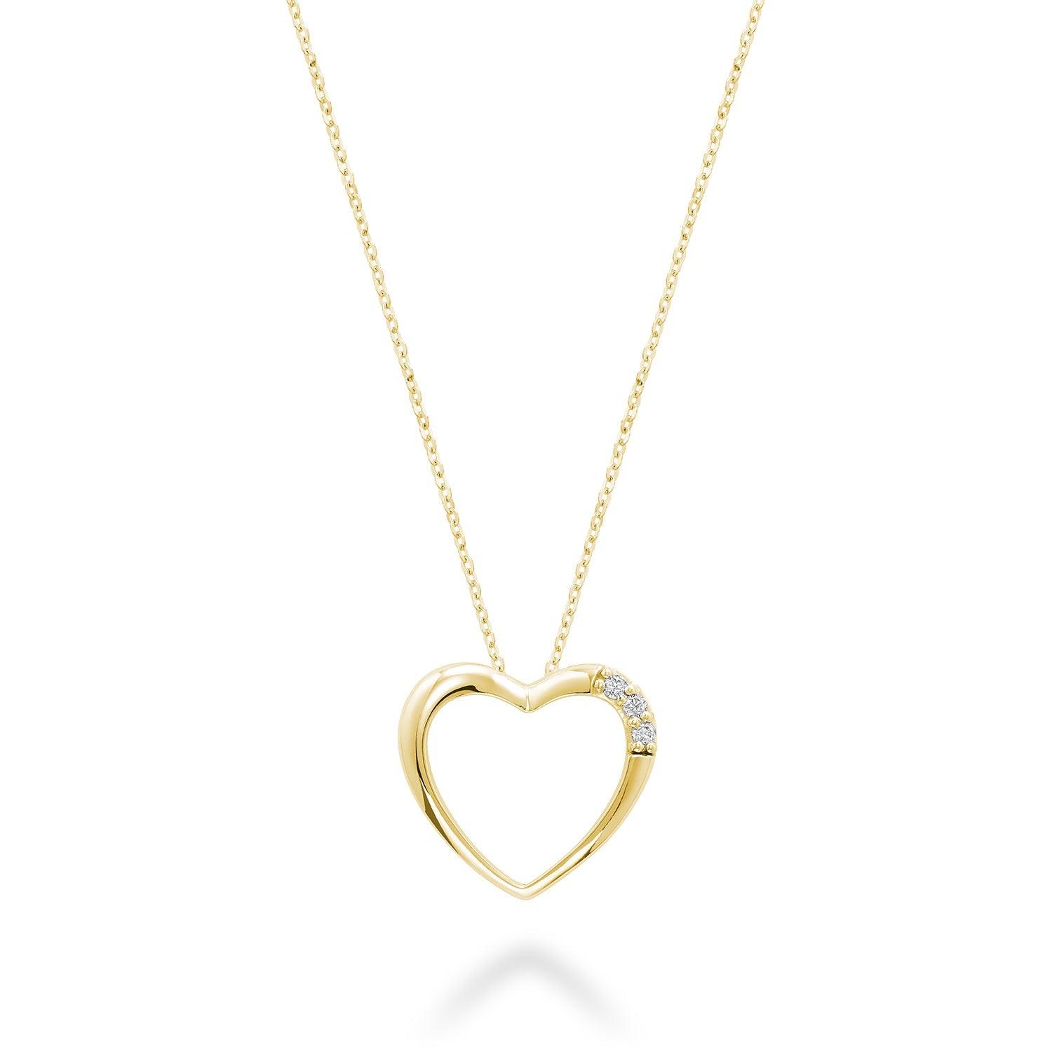 10K Gold Diamond Accent Three Stone Heart Pendant