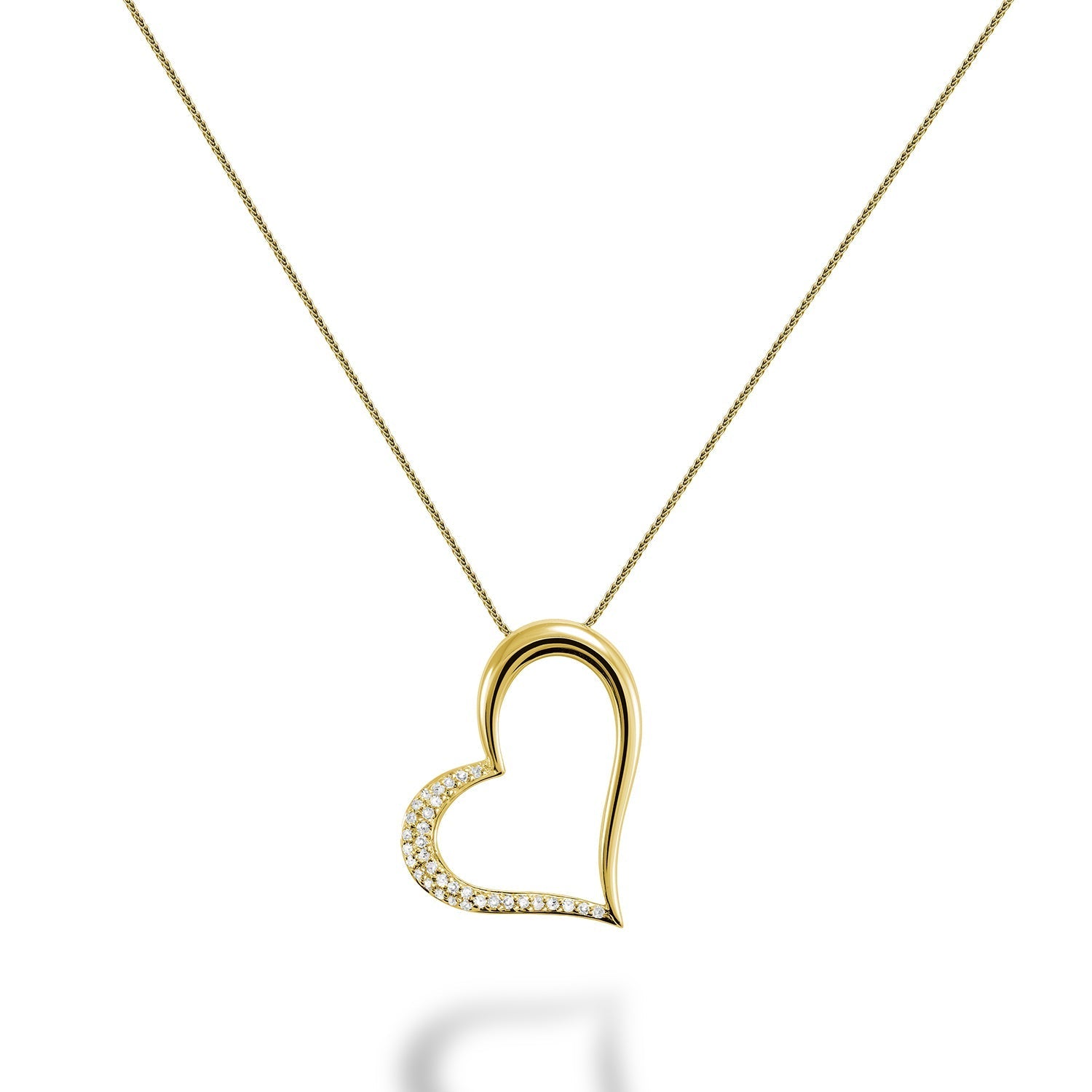 Diamond Heart Pendant 14K Gold Necklace