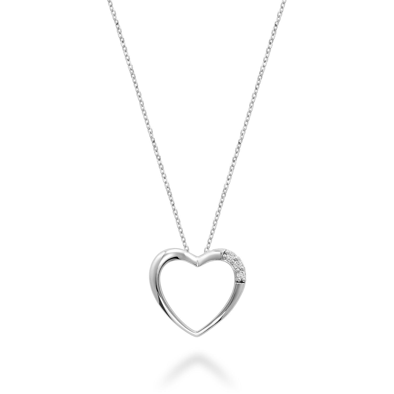 Pendentif coeur ouvert diamant or 18 carats 0,20 ct. deux