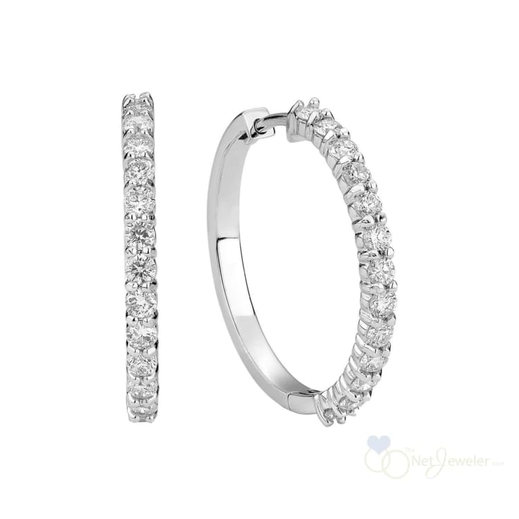 Diamond Loop Earrings - White Gold / 17MM - 0.50CTDI / Closeout - Earrings