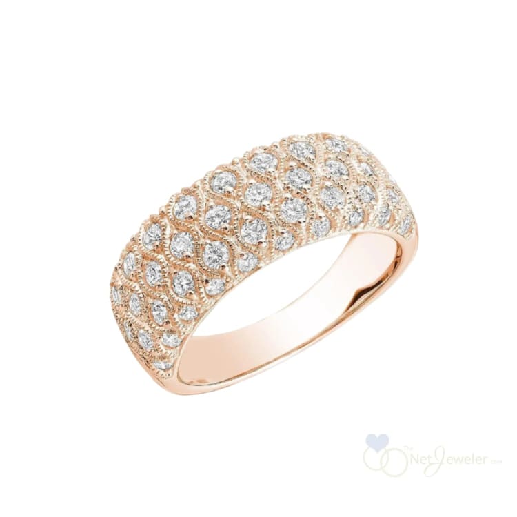 Diamond Multi-Row Wide Semi Eternity Diamond Band - Thenetjeweler - Rose 