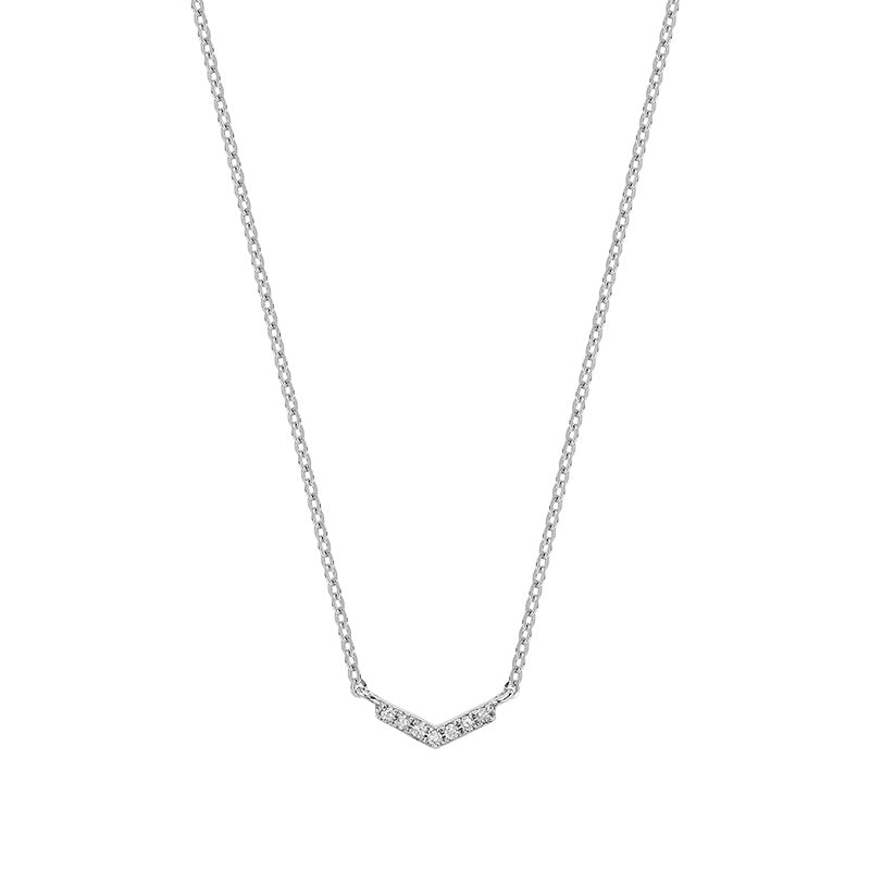 10K Gold Mini Diamond Chevron Necklace - Thenetjeweler