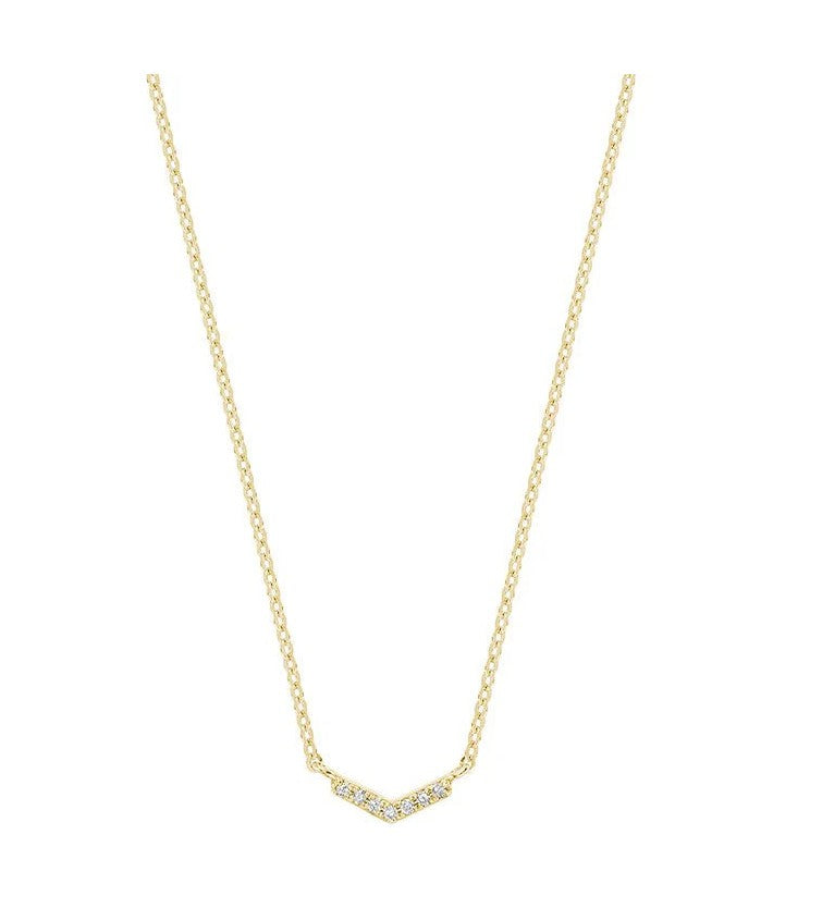 10K Gold Mini Diamond Chevron Necklace - Thenetjeweler