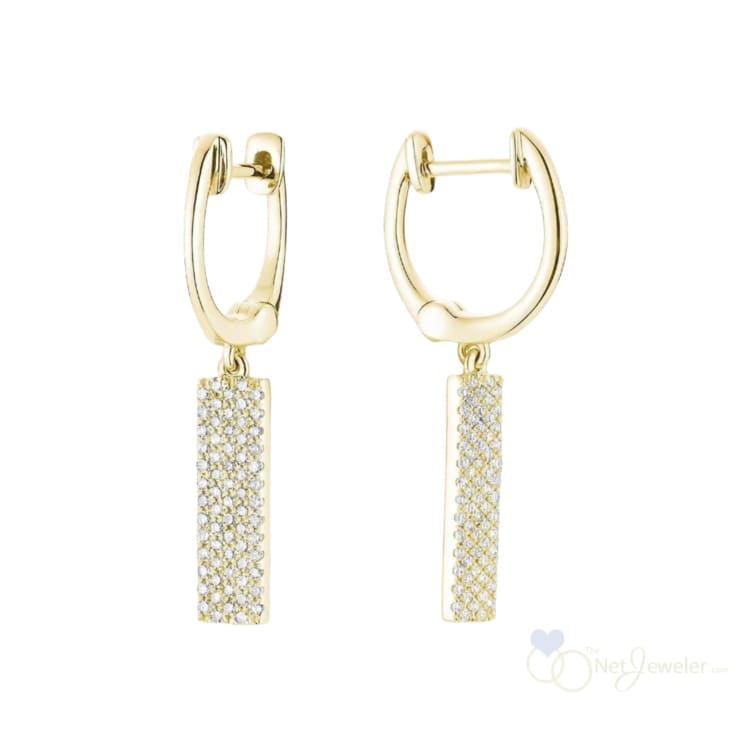 Diamond Pave Dangling Hoop Earrings - Thenetjeweler