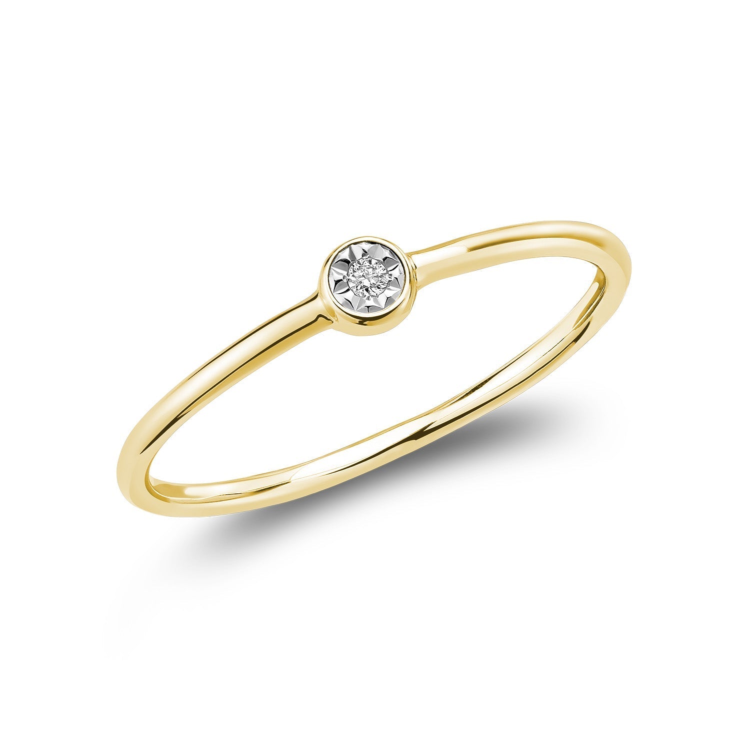 10K Gold Stackable Ring with Diamond Accent - Thenetjeweler