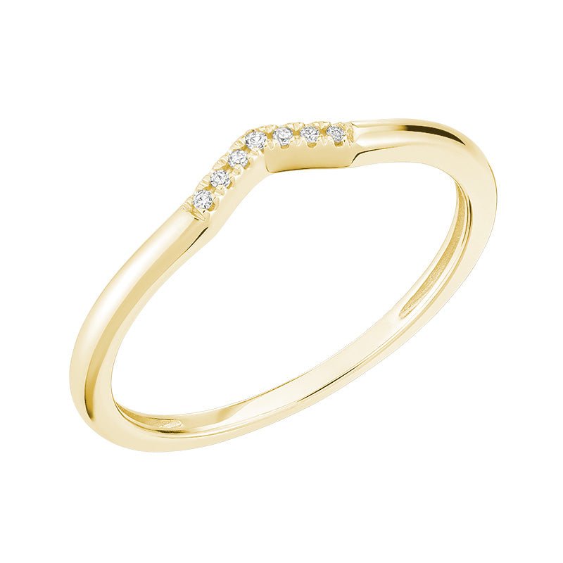 10K Gold Mini Diamond V Shape Chevron Ring - Thenetjeweler