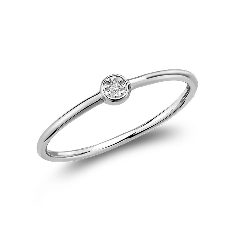 10K Gold Stackable Ring with Diamond Accent - Thenetjeweler