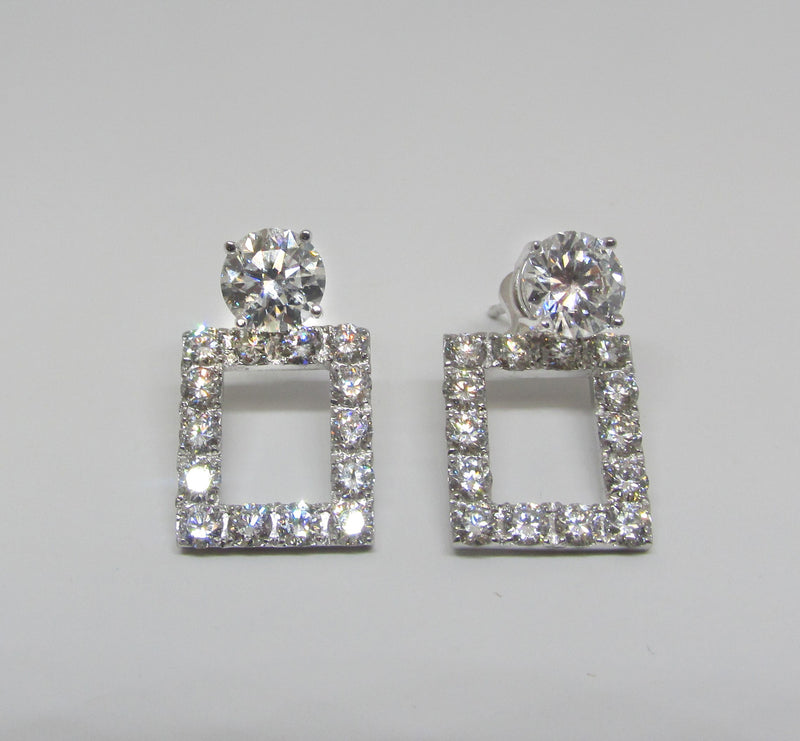 Convertible Diamond Square Shaped Drop Earrings - TheNetJeweler