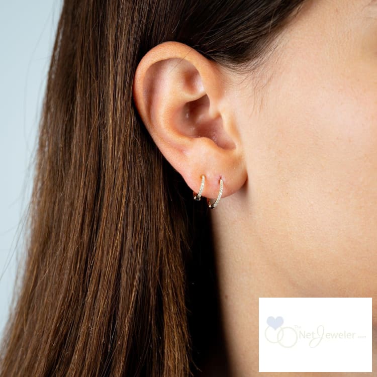 Double Huggie Diamond Earrings -Thenetjeweler