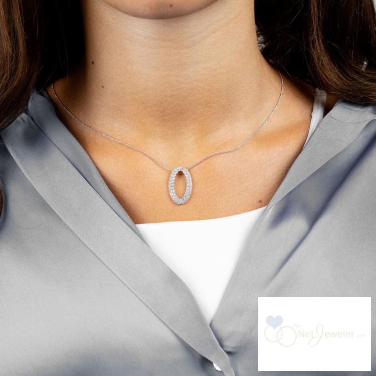 Double Oval Shape Diamond Necklace - Necklaces