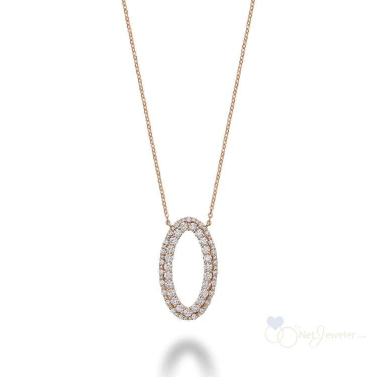 Double Oval Shape Diamond Necklace - Rose Gold / Closeout - Necklaces