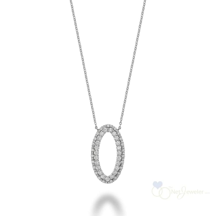 Double Oval Shape Diamond Necklace - White Gold / Closeout - Necklaces