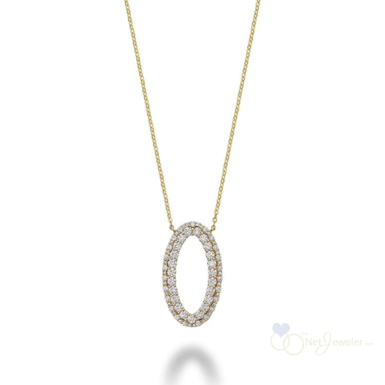 Double Oval Shape Diamond Necklace - Yellow Gold / Closeout - Necklaces