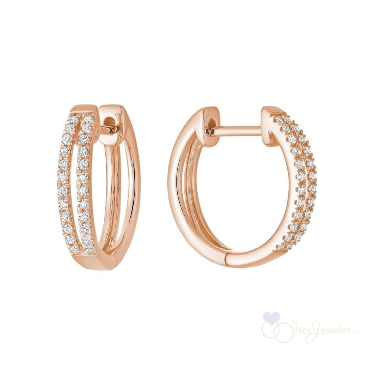 Double Row Diamond Huggie Earrings-RNB Jewellery