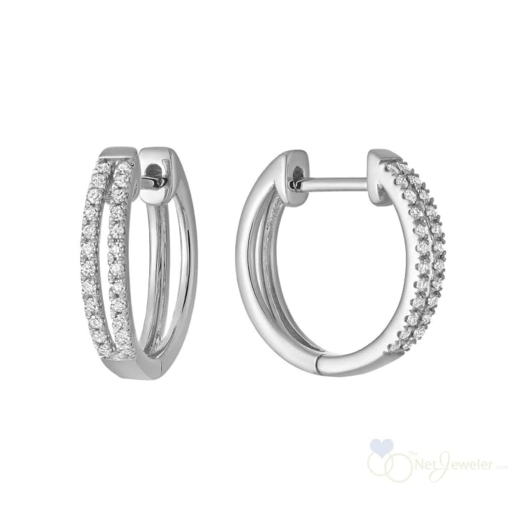 Double Row Diamond Huggie Earrings-RNB Jewellery