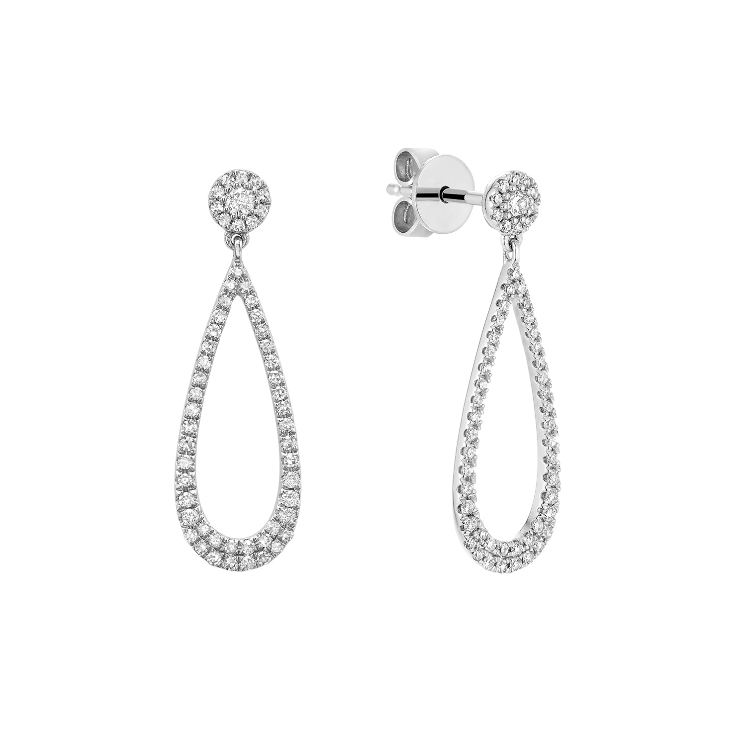 14K white gold Drop Dangle Diamond Earrings - TheNetJeweler