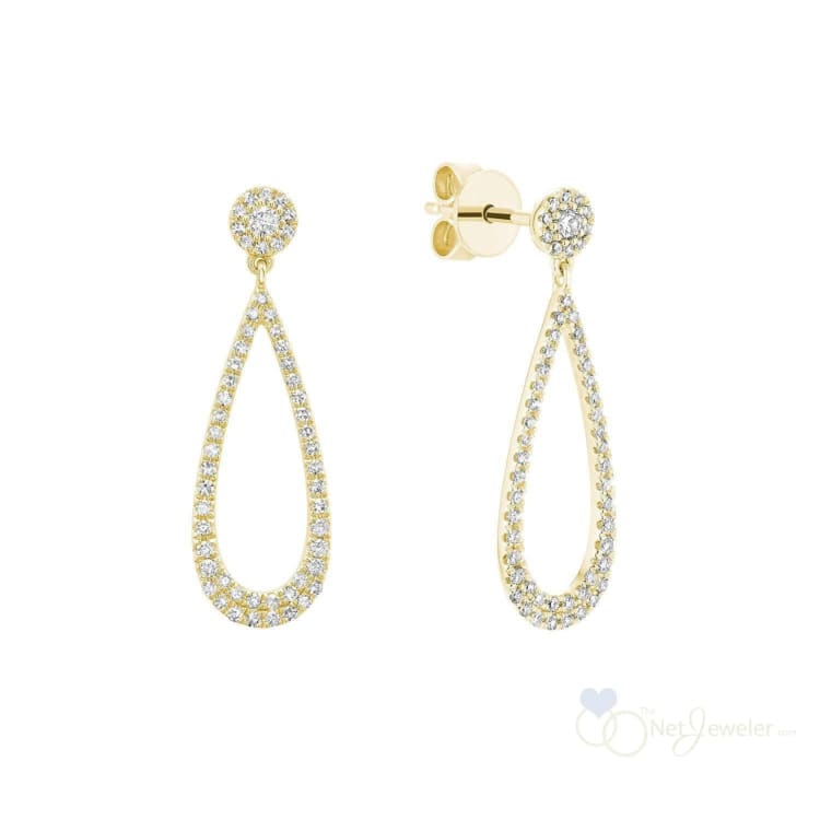 Drop Dangle Pear Shape Diamond Earrings - Yellow Gold - Earrings