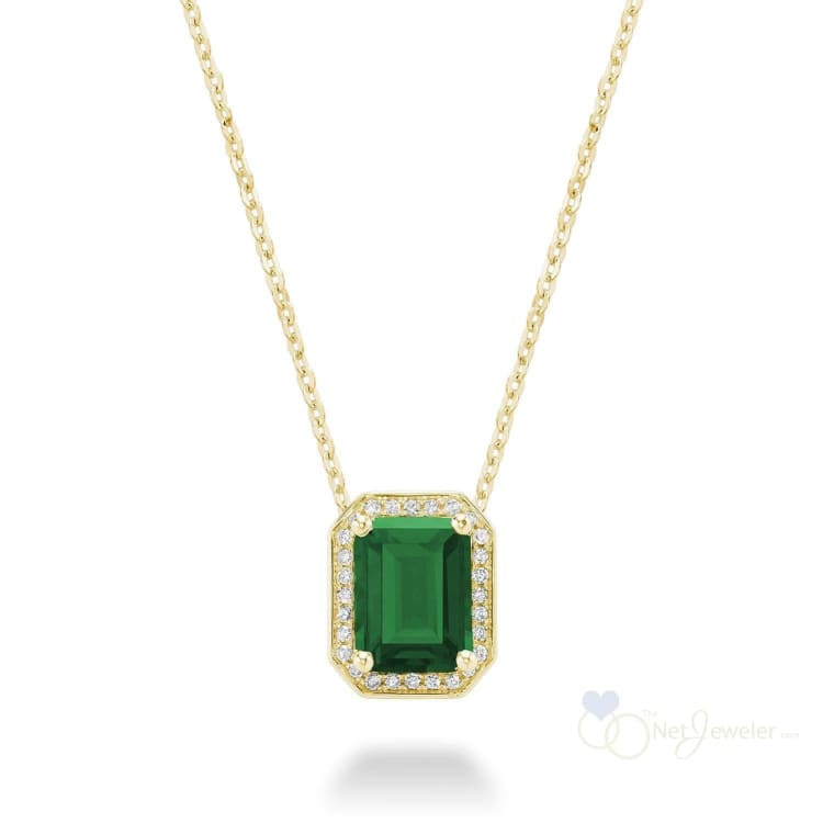 Emerald Cut Colored Stone & Diamond Pendant-RNB Jewellery