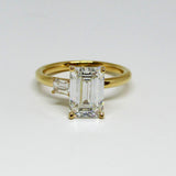 Emerald Cut Diamond Engagement Ring one Side Stone 2.43ctw