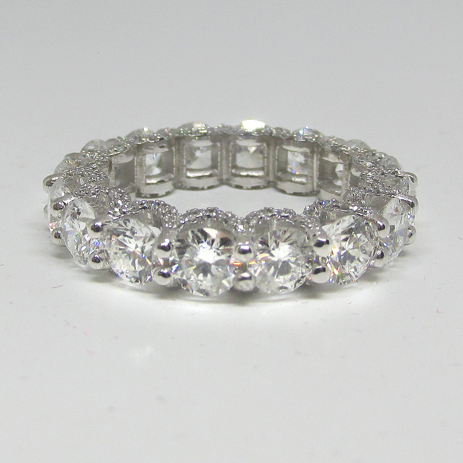 7.5 Carat U Prong Pave  Round Diamond Eternity Band |- TheNetJeweler