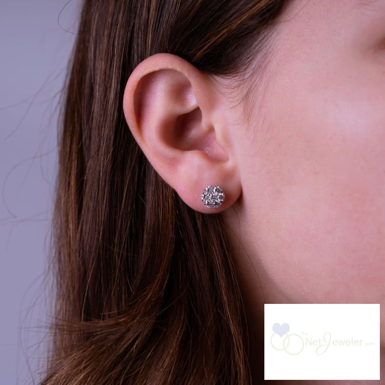 Flower Diamond Stud Earrings - Earrings