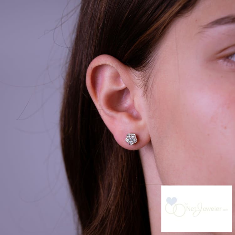 Flower Diamond Stud Earrings-RNB Jewellery