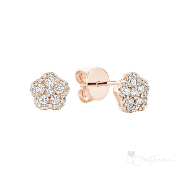 Flower Diamond Stud Earrings-RNB Jewellery