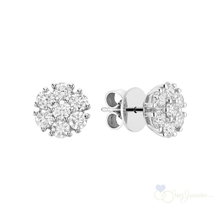 Flower Diamond Stud Earrings-RNB Jewellery