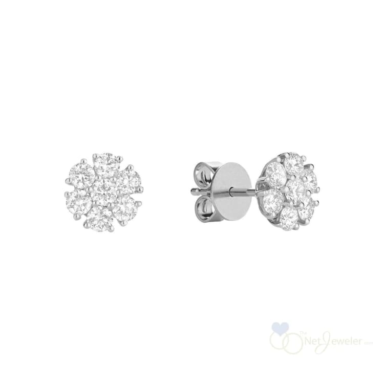 Flower Diamond Stud Earrings-RNB Jewellery
