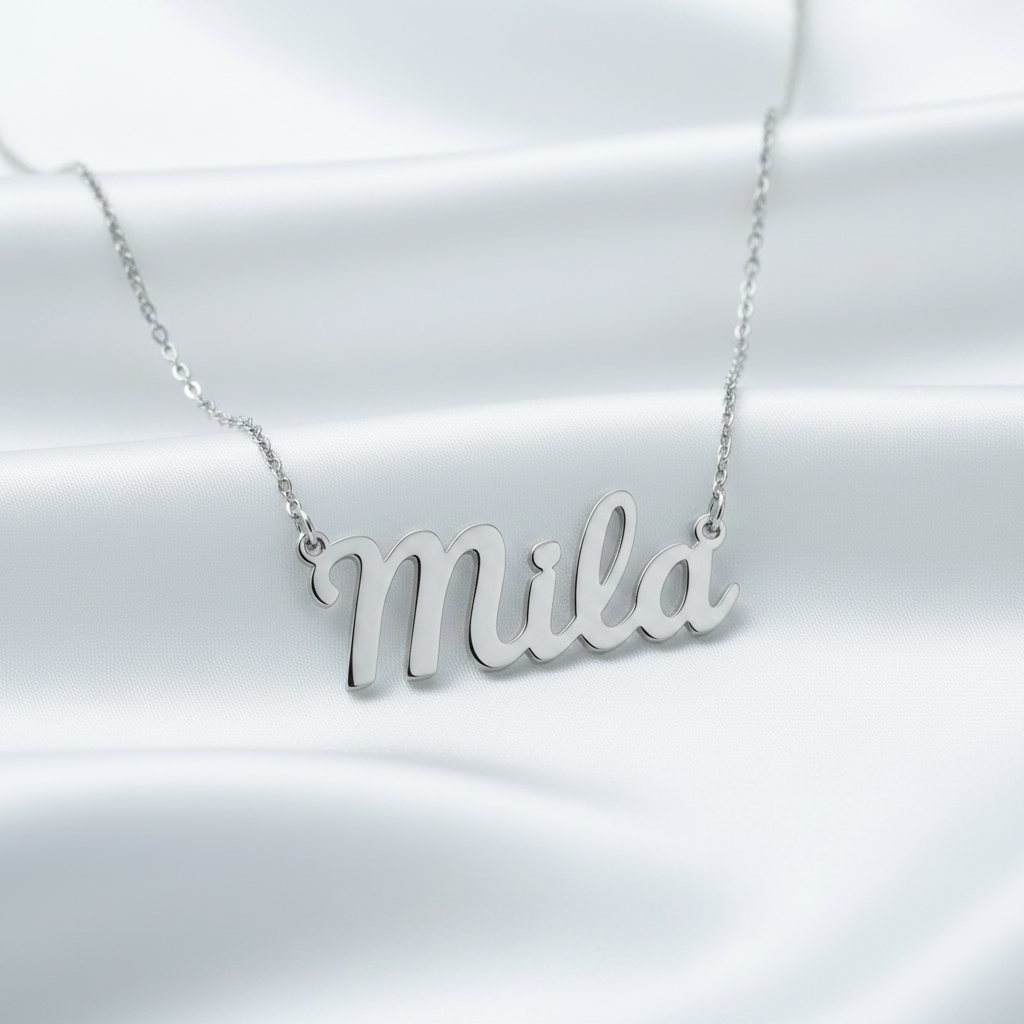 Personalized Name Necklace in Gold – Custom Script Pendant - Thenetjeweler