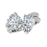 Two Pear Diamonds Doble Band  Engagement Ring - Thenetjeweler