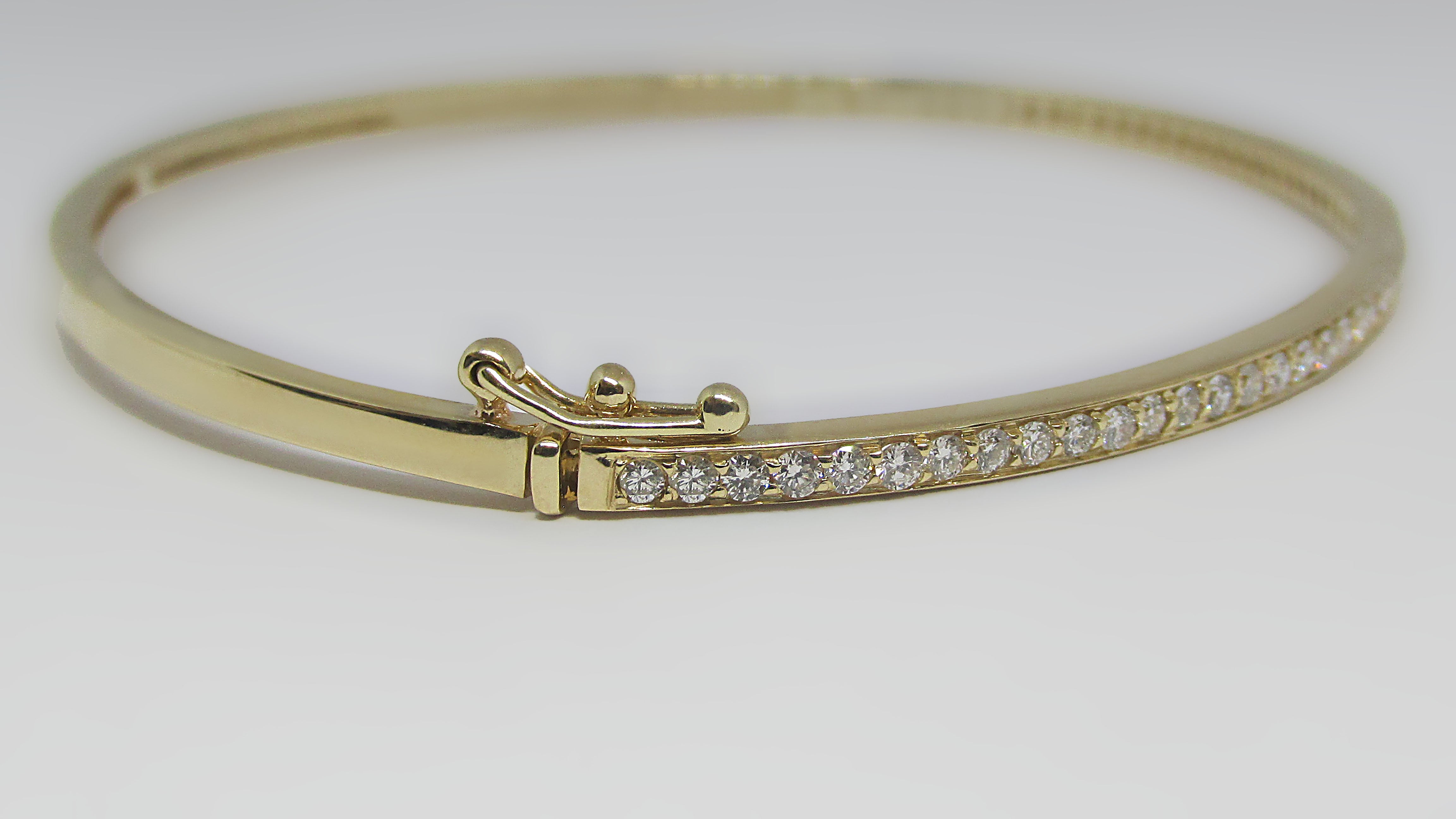 Diamond Bangle Bracelet 14K Yellow Gold 0.50 Ct. Tw. - Thenetjeweler