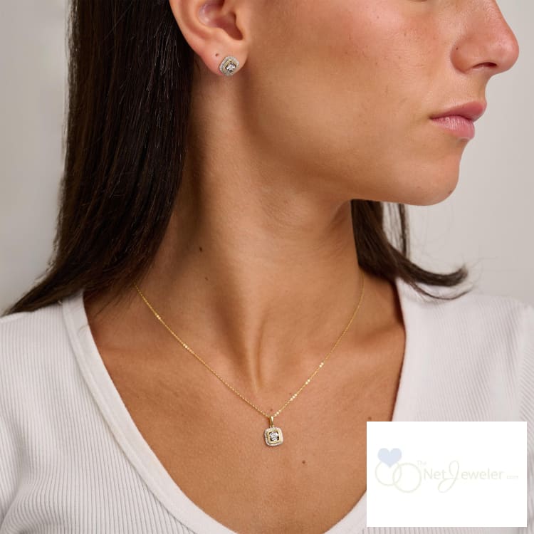 Halo Cushion illusion Diamond Earring-RNB Jewellery