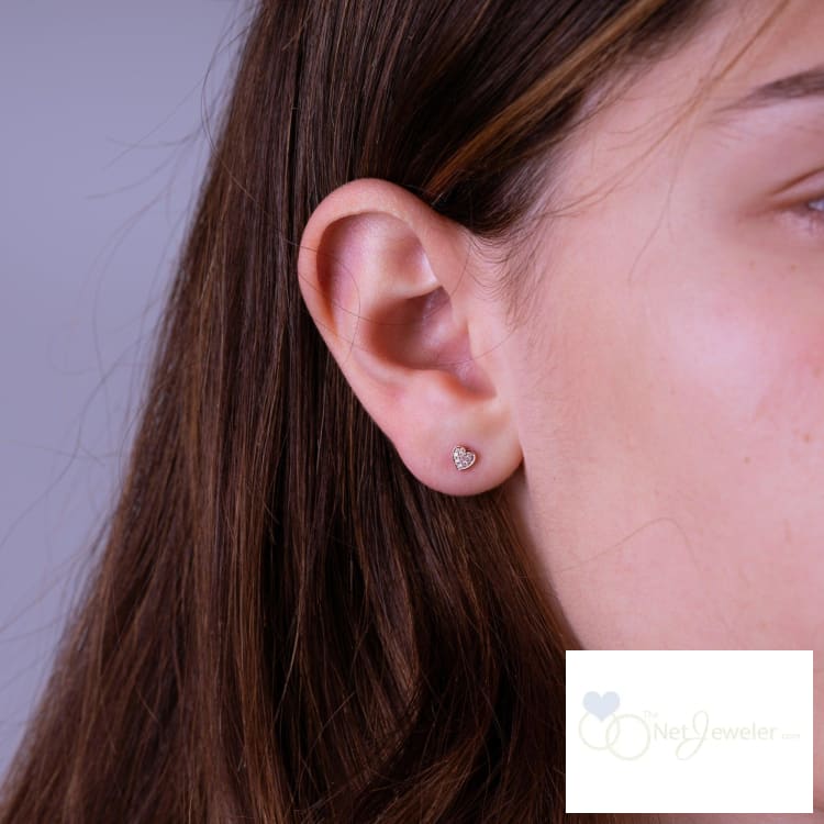 Heart Diamond Stud Earrings-RNB Jewellery