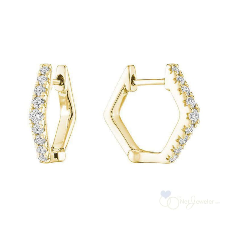 Hexi Diamond Huggie Earrings-RNB Jewellery