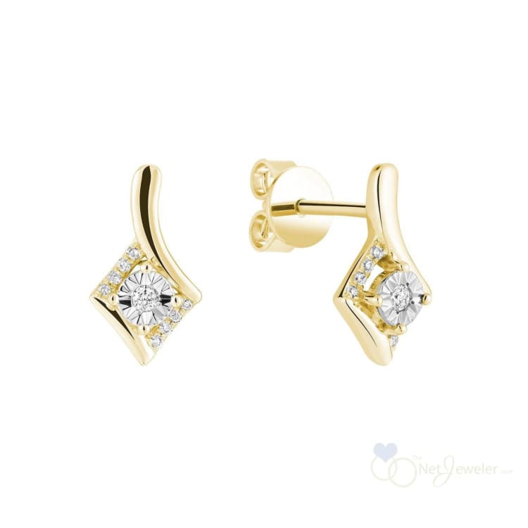 Illusion Setting Diamond Stud Earrings-RNB Jewellery