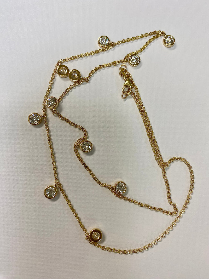 14K Yellow Gold Diamond Drop Nekclace - Thenetjeweler