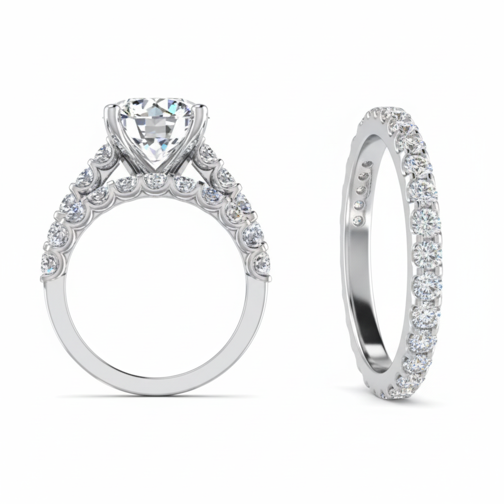 2 CT Lab-Grown Diamond Bridal Set | 18K White Gold