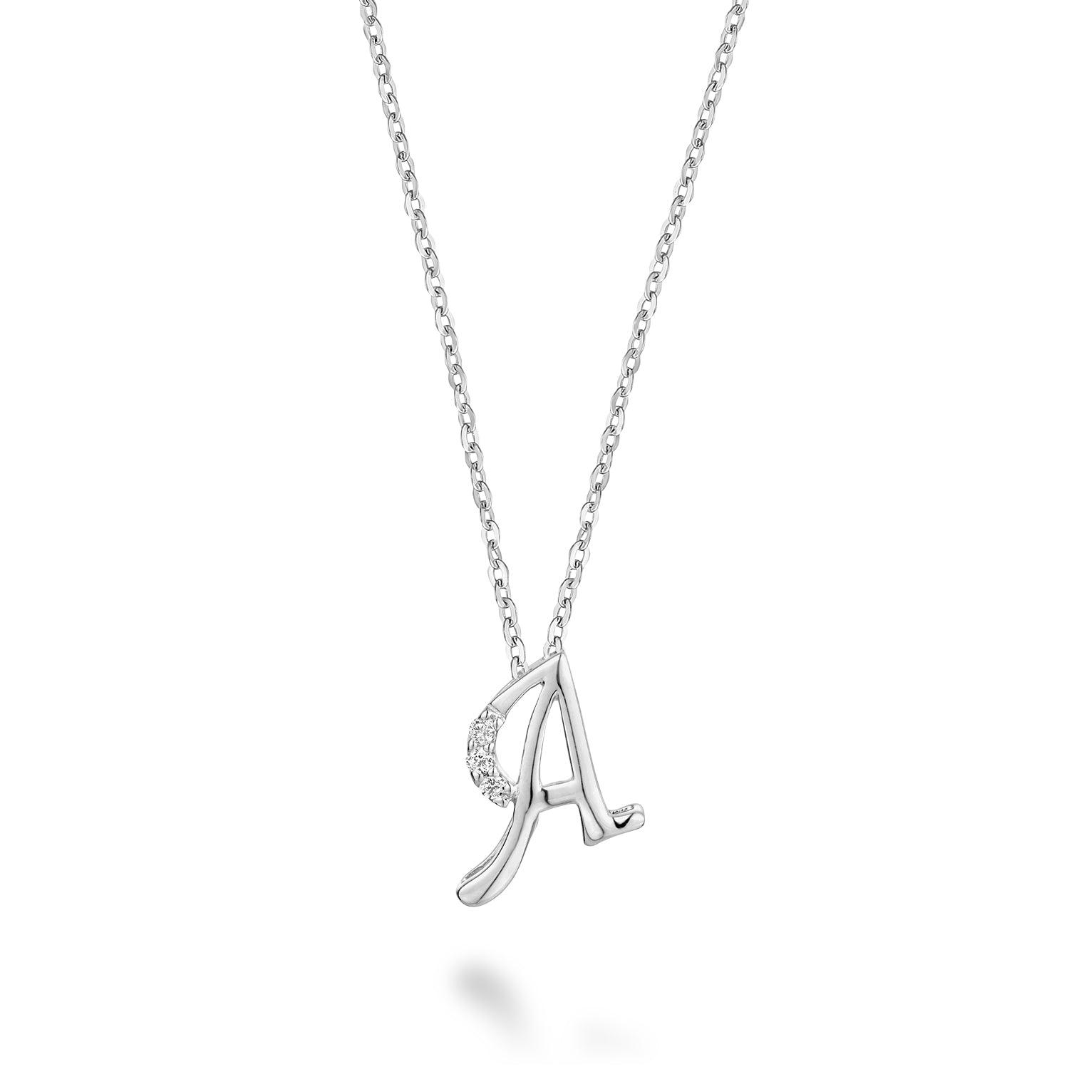 Mini Diamond Initial Pendant with Chain - Thenetjeweler