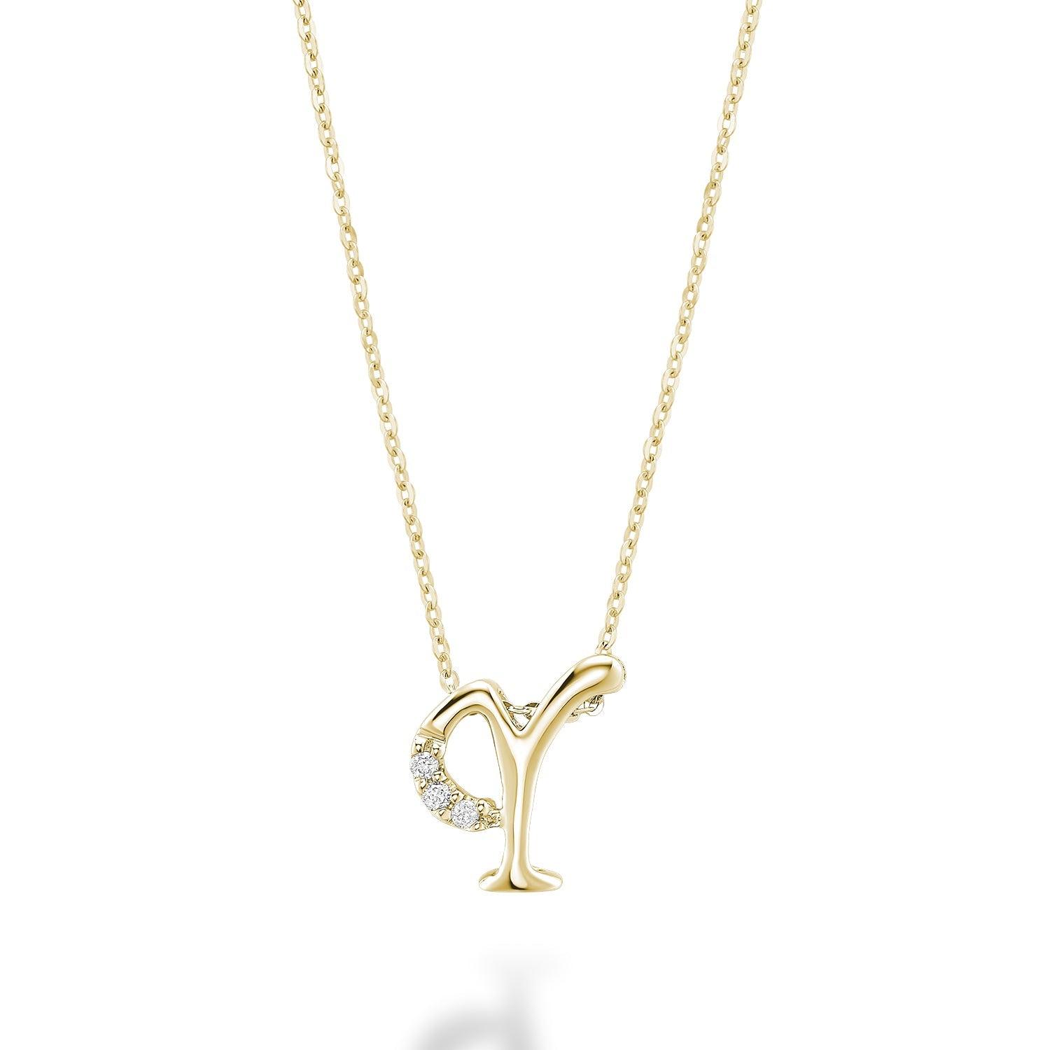 Mini Diamond Initial Pendant with Chain - Thenetjeweler