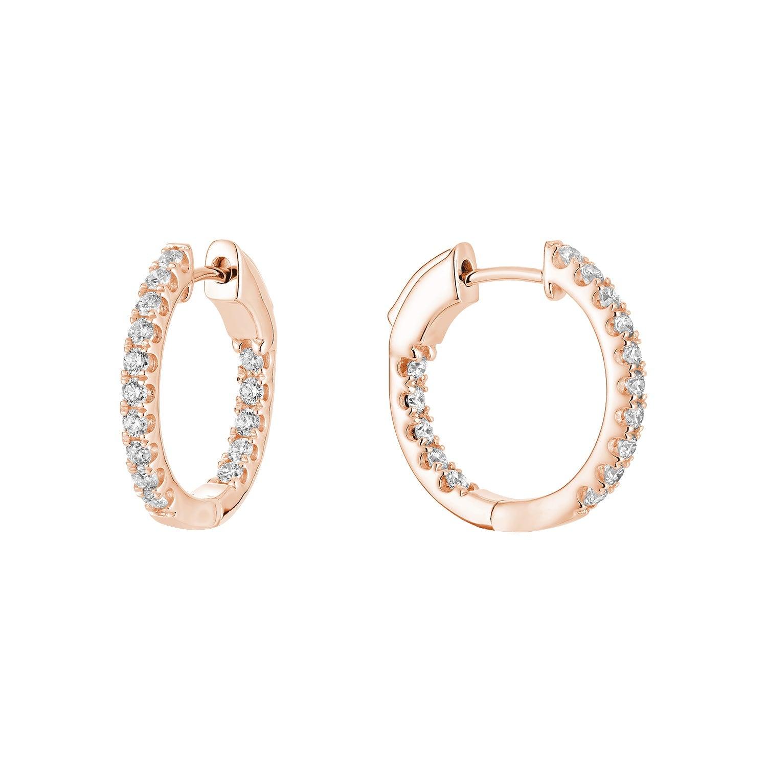 Inside Out Diamond Hoop Earrings 14K Gold - Thenetjeweler