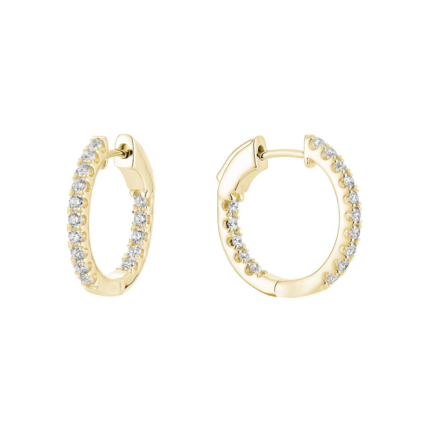 Inside Out Diamond Hoop Earrings 14K Gold - Thenetjeweler