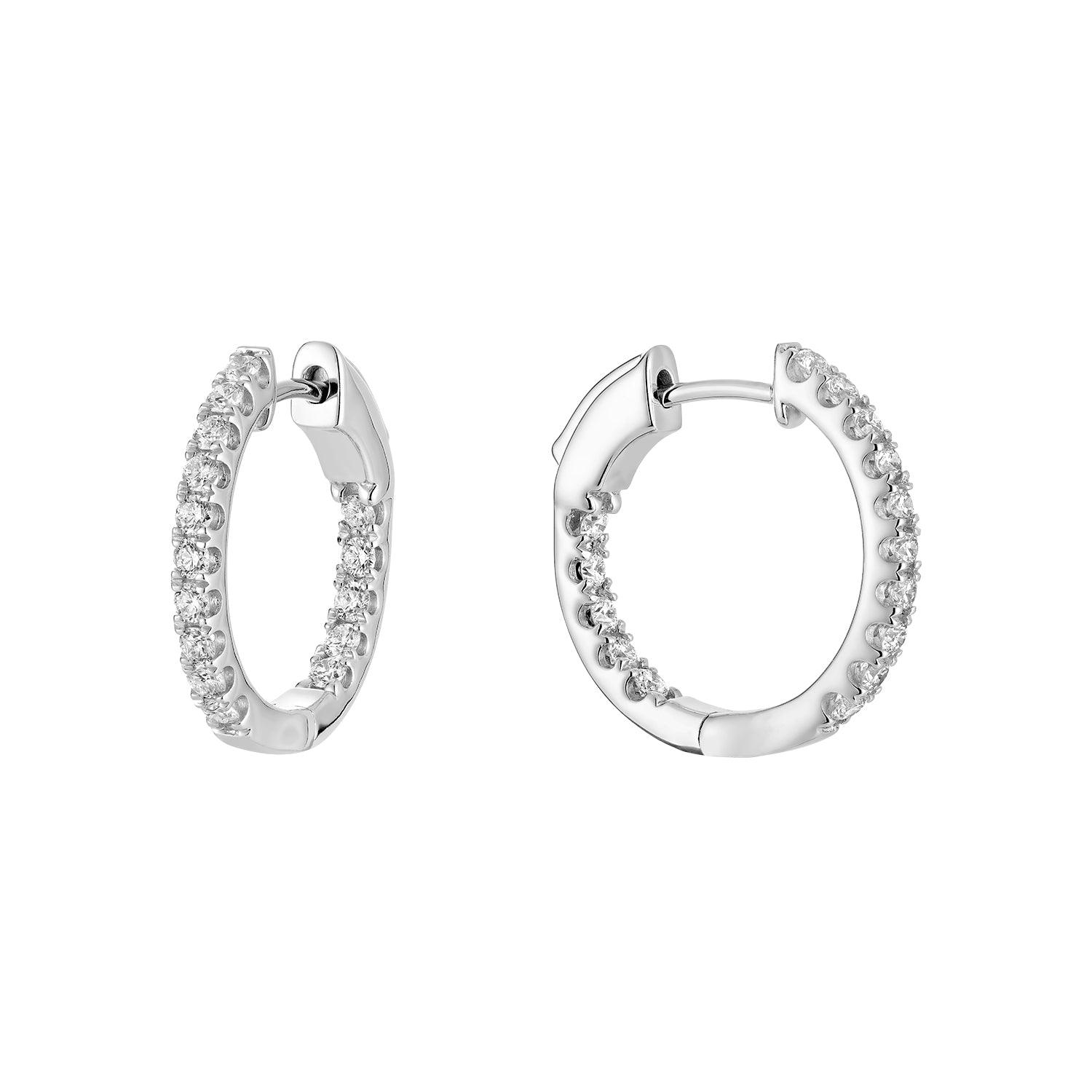 Inside Out Diamond Hoop Earrings 14K Gold - Thenetjeweler