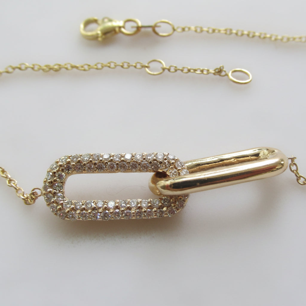 Interlocked Gold Diamond Paperclip Link Bracelet Thenetjeweler by Importex