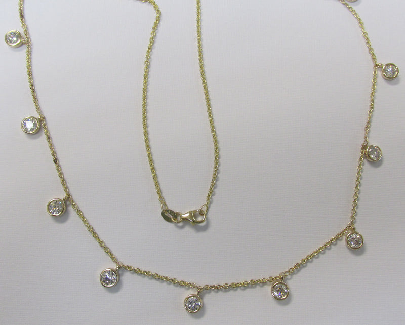 14K Yellow Gold Diamond Drop Nekclace - Thenetjeweler