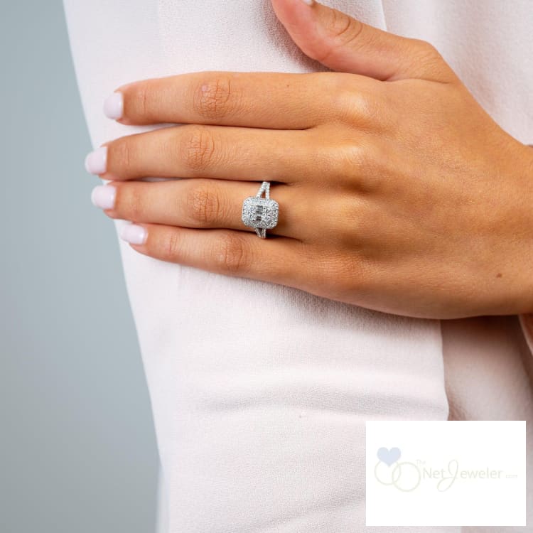 Large Illusion Emerald Shape Diamond Ring - Rings