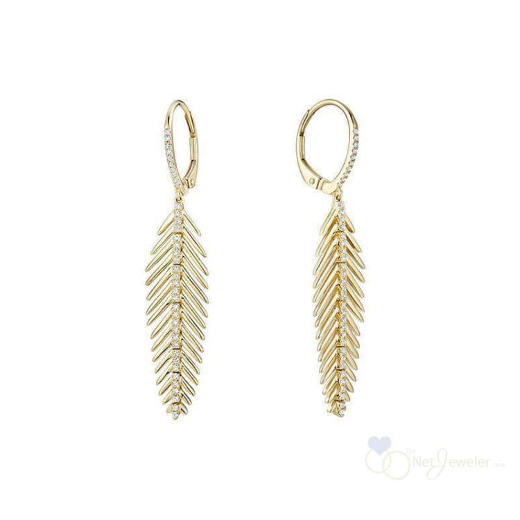 Leaf Dangle Diamond Earrings-RNB Jewellery